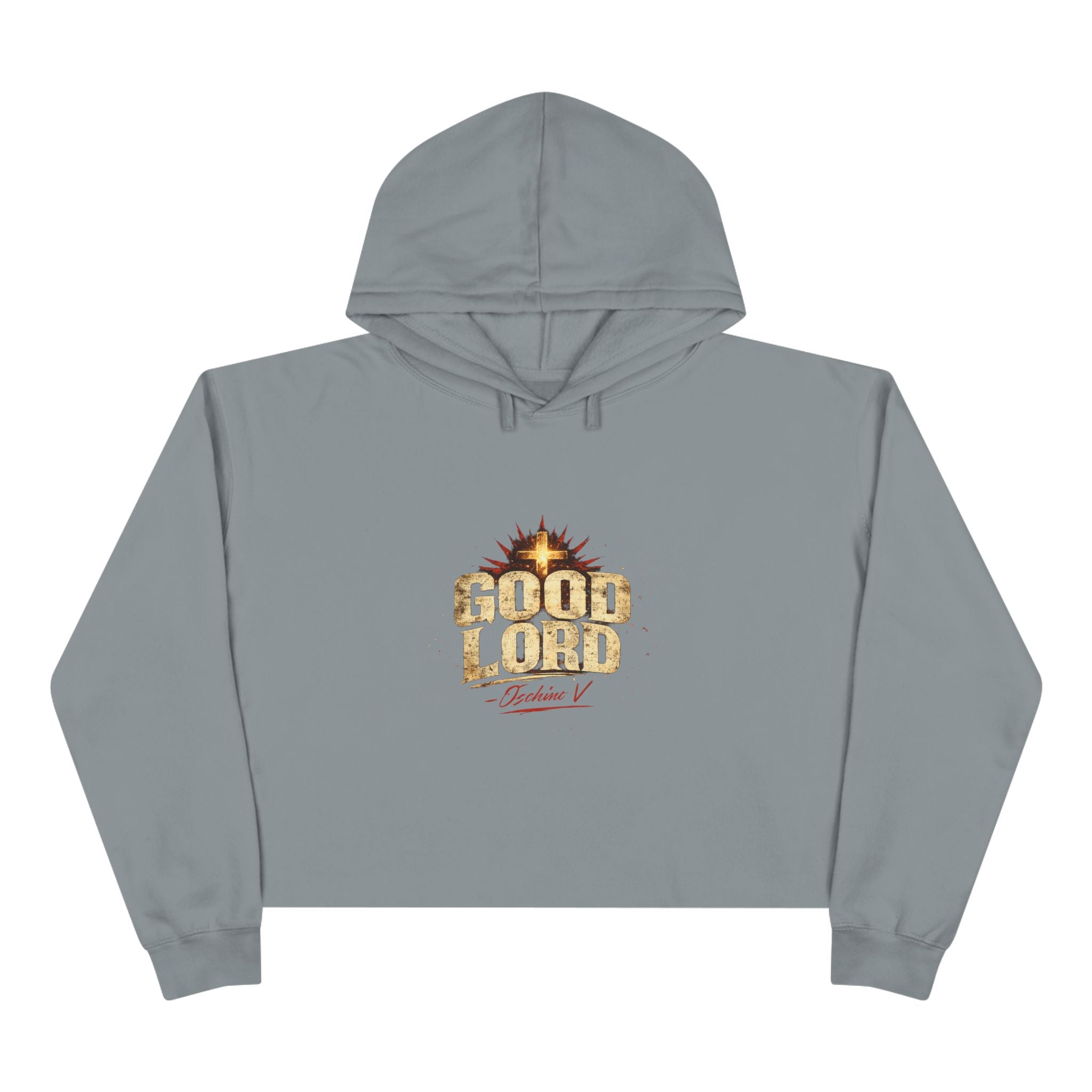 Cropped Hoodie — "Good Lord" Vintage Gold Logo Crop Hoodie