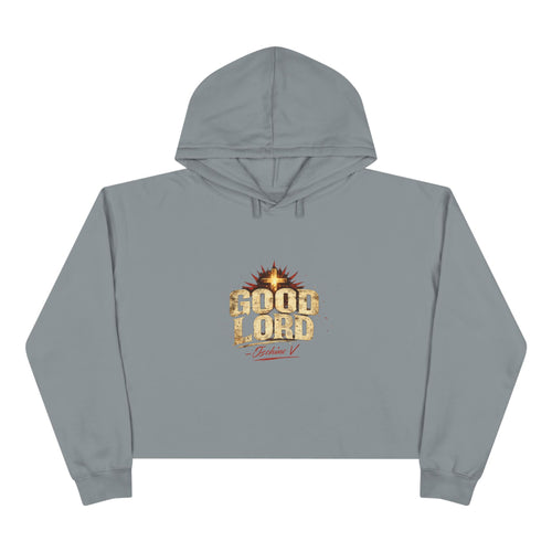 Cropped Hoodie — "Good Lord" Vintage Gold Logo Crop Hoodie