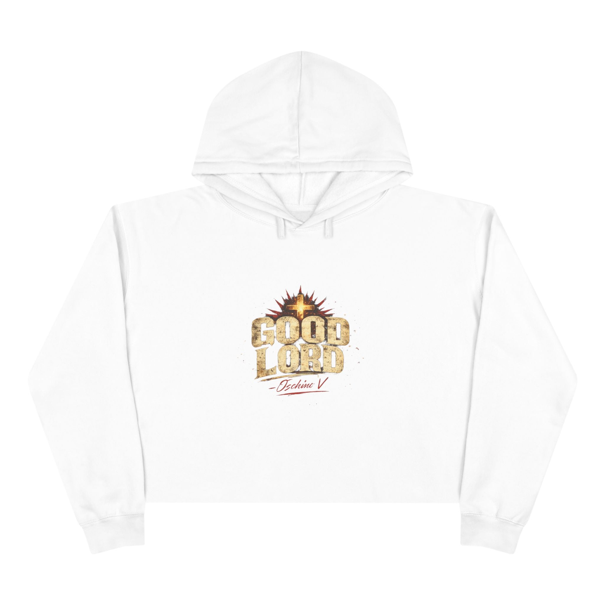 Cropped Hoodie — "Good Lord" Vintage Gold Logo Crop Hoodie